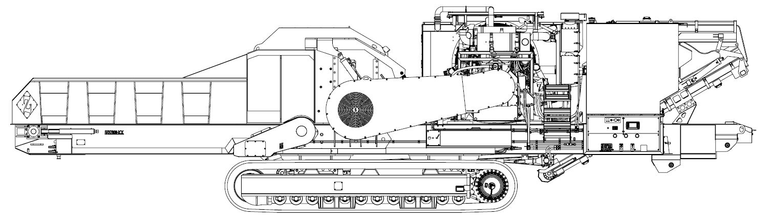 DZH7000TKTSTANDARD FEATURES: Fluid coupling mill drive, reversing fan, radio remote control, tool box, engine cover, and super-screw belt lacing.Weights vary depending on options. Widths based on 600 mm tracks or Transporter width. International mod…