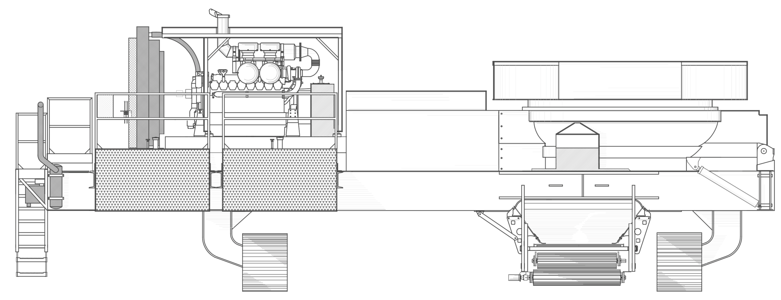 SWG1600STANDARD FEATURES: Fluid coupling mill drive, reversing fan, radio remote control, tool box, engine cover, and super-screw belt lacing.Weights vary depending on options. Widths based on 600 mm tracks or Transporter width.Diamond Z reserves th…