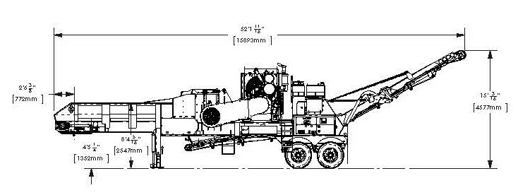 DZH3000STANDARD FEATURES:Fluid coupling mill drive, reversing fan, radio remote control, tool box, engine cover, and super-screw belt lacing.Weights vary depending on options. Widths based on 600 mm tracks or Transporter width. International model a…